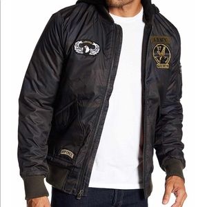 Flight patch hooded jacket
